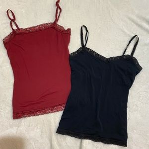 TWO Lace Trim Camisoles; The Limited XS and SMALL
